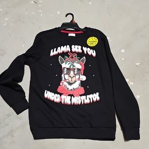 Nwt Crewneck Sweater with Festive Llama Graphic #41